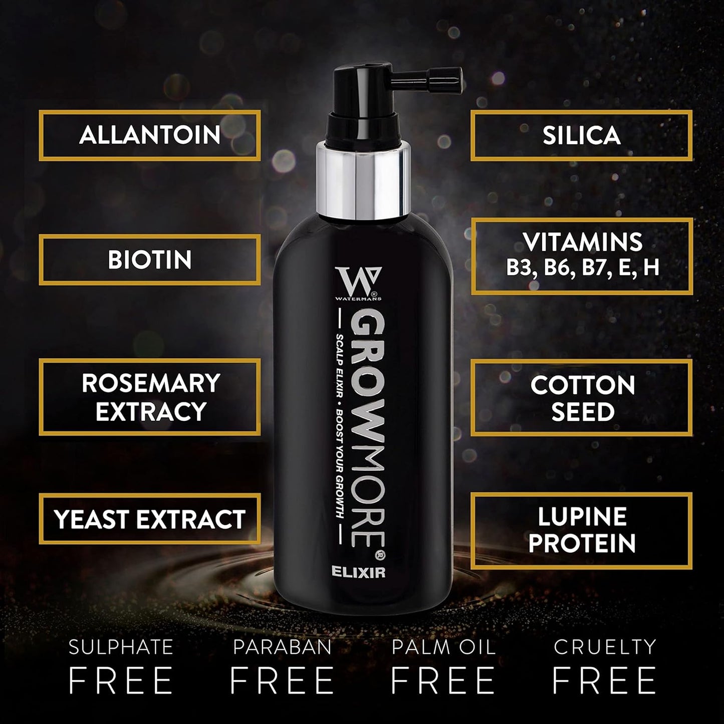 Watermans Grow More Hair Growth Serum | Supports Thicker, Stronger Hair with Biotin, Rosemary & DHT Blockers | Lightweight, Fast-Absorbing & Vegan | Helps Improve Scalp Density – 3.4 fl oz