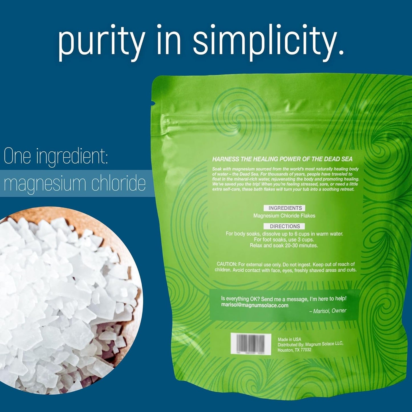 Magnesium Flakes for Bath - Magnesium Chloride Flakes - Dead Sea Salts for Soaking, 5 LBS