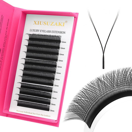 YY Lash Extensions Supplies Y Eyelash Extensions 0.07mm Thickness D Curl 12mm Premade Fans 4D Russian Volume Matte Black 12 Rows Crisscross Eye Lashes(YY-0.07-D,12mm)