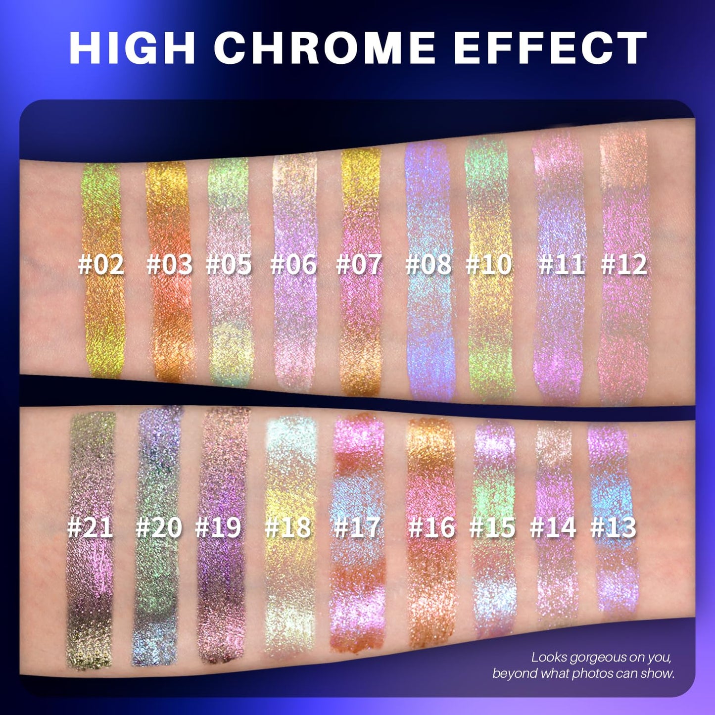 CHARMACY Multichrome Liquid Metallic Eyeshadow, Chameleon Shifting Color, Holographic Glitter Eyeshadow, Long Lasting Wear, Vegan Eye Topper for Party, Daily Makeup #03