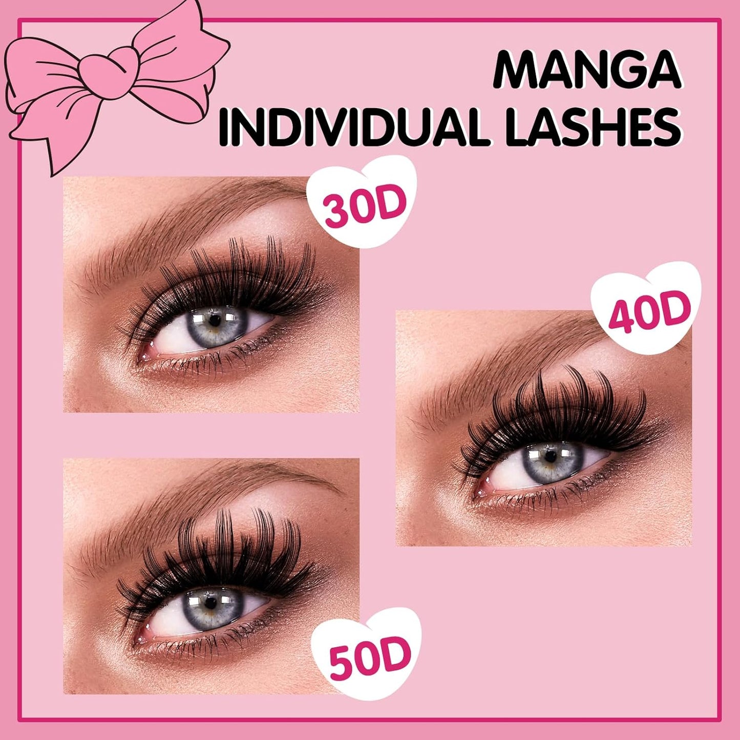 280 Pcs Individual Lashes 50D Mixed Lash Clusters Devil Style Lashes That Look Like Eyelash Extensions Wispy Lashes DIY Individual Lashes At Home (50D-D-8-16mix,Manga)