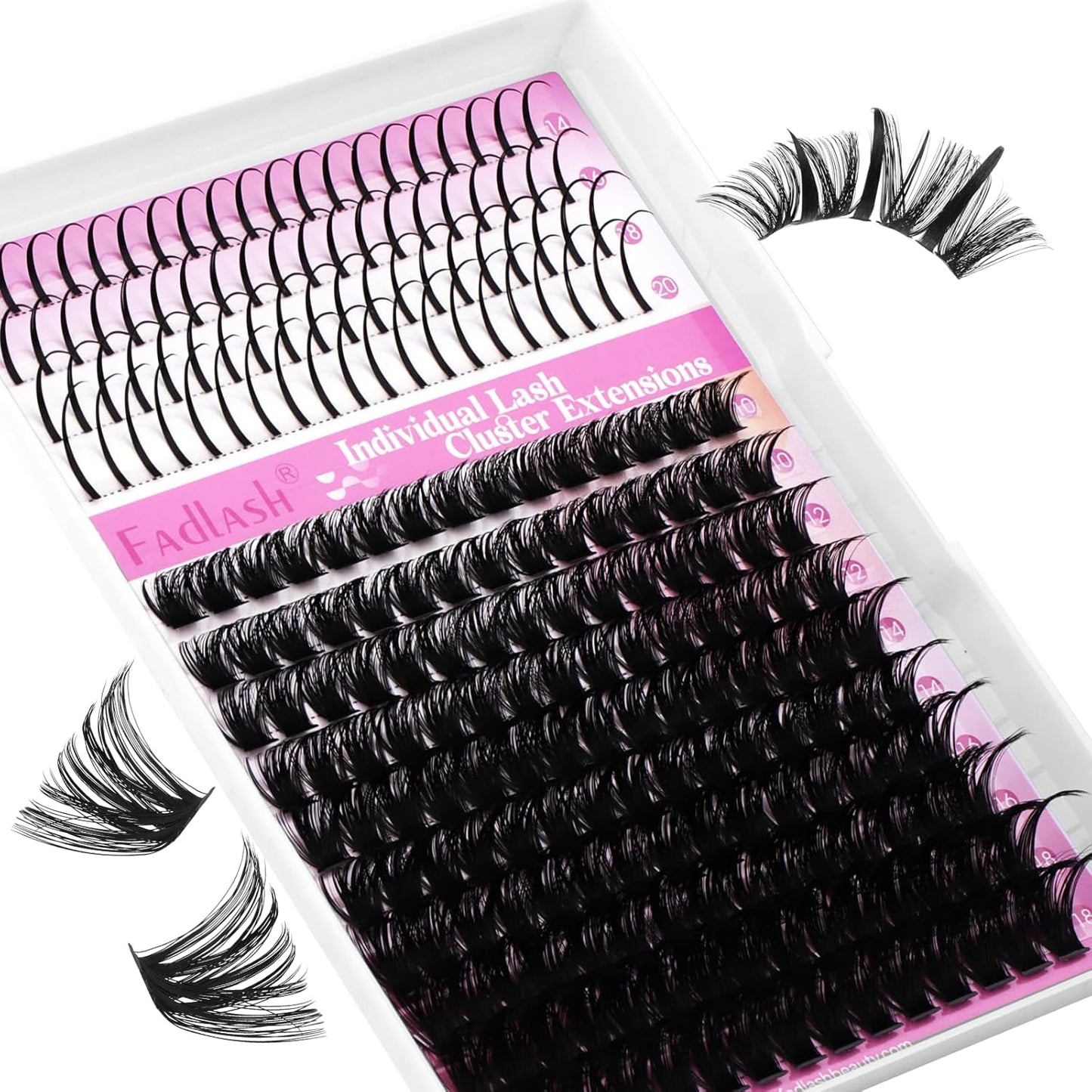Lash Clusters 80D Eyelash Clusters 10-18mm Spikes 14-20mm Thick Volum Manga Lashes with D Curl DIY Fairy Lash Clusters with Spikes by FADLASH