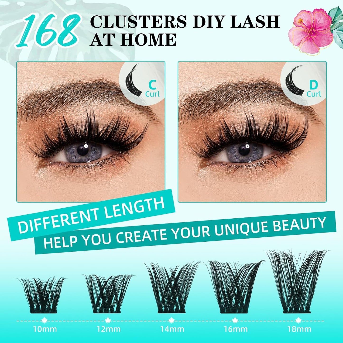 Lash Clusters Wet Look 168Pcs Eyelash Cluster Ultra-Thin Lash Band Eyelashes Extensions Spiky Anime Wide Span Lashes(Tulip,C-12mm)