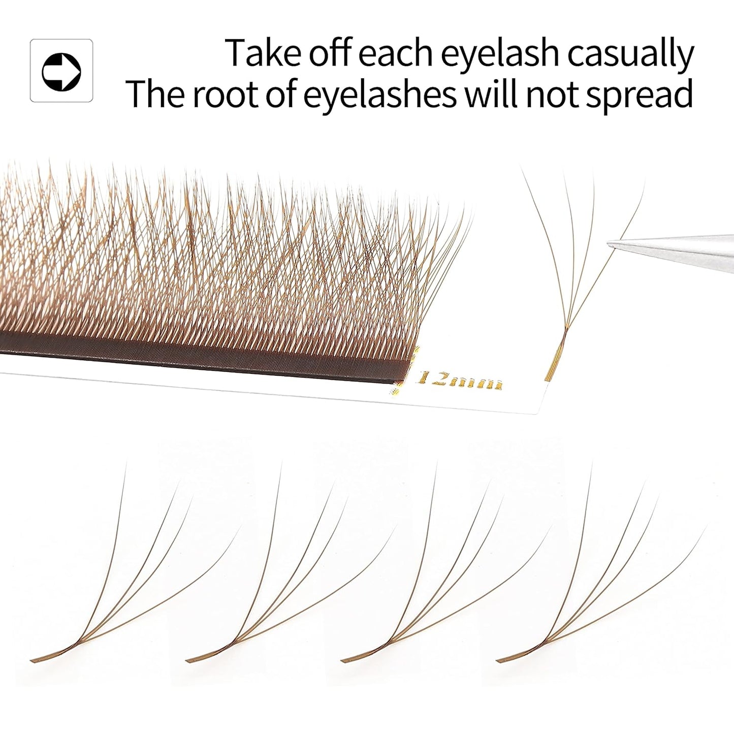 Lash Extensions Brown 4D W Eyelash Extensions W Shape 0.07mm Thickness D Curl 14mm Premade Fans Lashes Colored Lash Extension Volume Lashes Individual Lashes(W-Brown-4D-0.07-D,14mm)