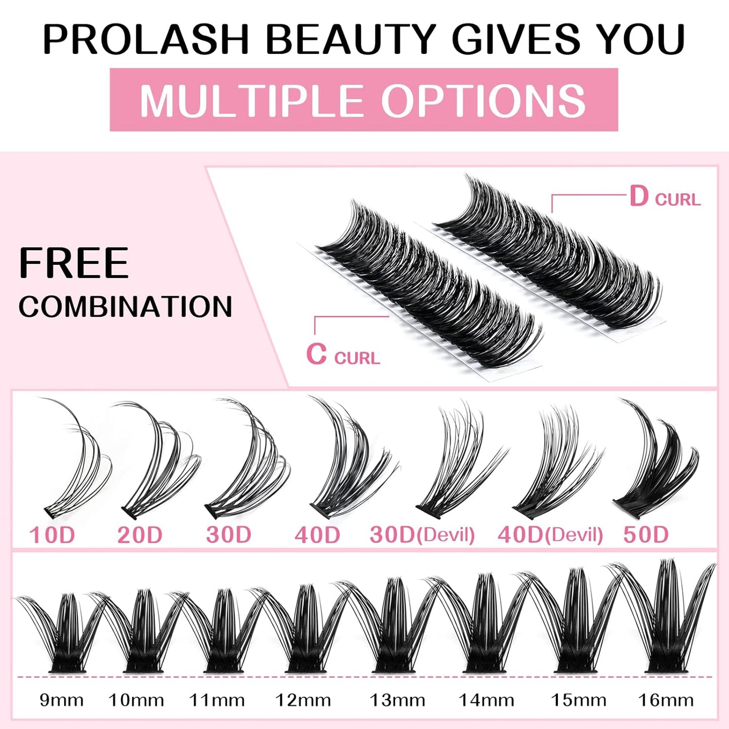 280 Pcs Individual Lashes 50D-D-9-16mix Wispy Cluster Lashes That Look Like Eyelash Extensions DIY At Home