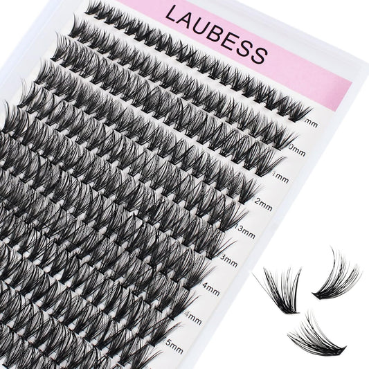 Lash Clusters LAUBESS Individual Lashes Waterproof Eyelash Clusters Mixed Tray Cluster Eyelash Extensions Soft Cluster Lashes for Beginners(40D-0.05D-9-16)