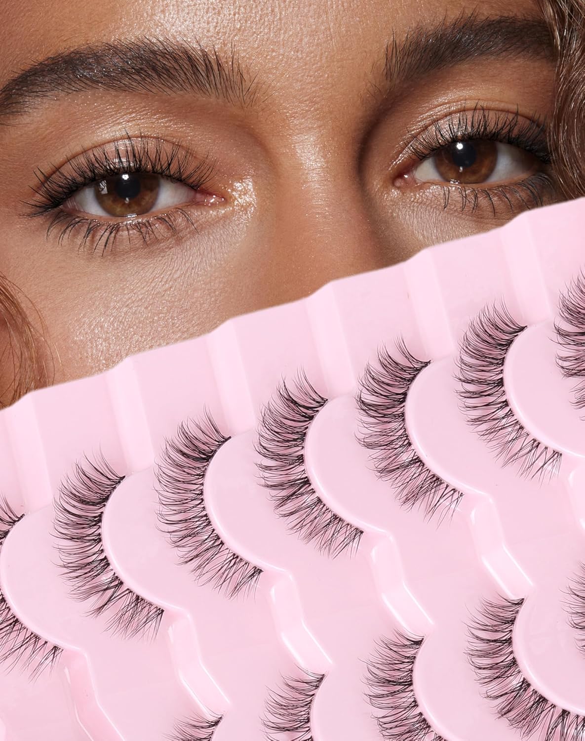 Natural Lashes Cat Eye False Eyelashes Wispy Eye Lashes Wispies Eyelashes C Curl Fake Eyelashes Natural Look Clear Band Lashes