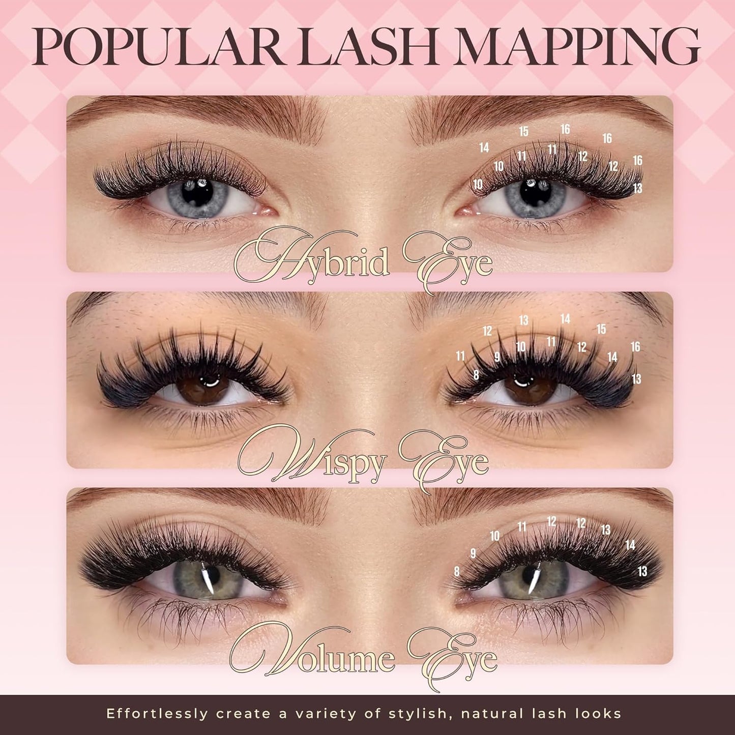 LASHVIEW Volume Lash Extensions 0.03-0.20 J/B/L/C/CC/D Curl 8-16mm Mixed & Single Length Tray, Soft Matte Dark Professional Eyelashes Extension(0.03 D 11mm)