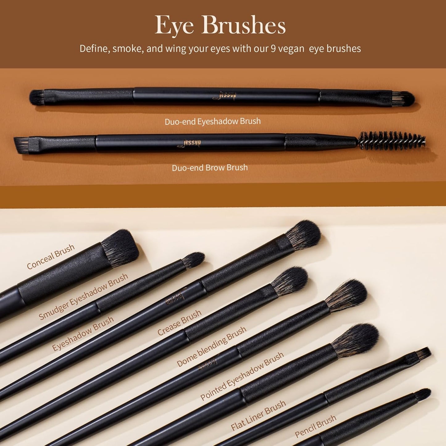 Jessup Makeup Brushes Set Jessup Make up Brushes 14Pcs Black Kabuki Foundation Eyeshadow Contour Concealer Powder Eyeliner Crease Eyebrow Blending Brush with Gift Box, T336-G