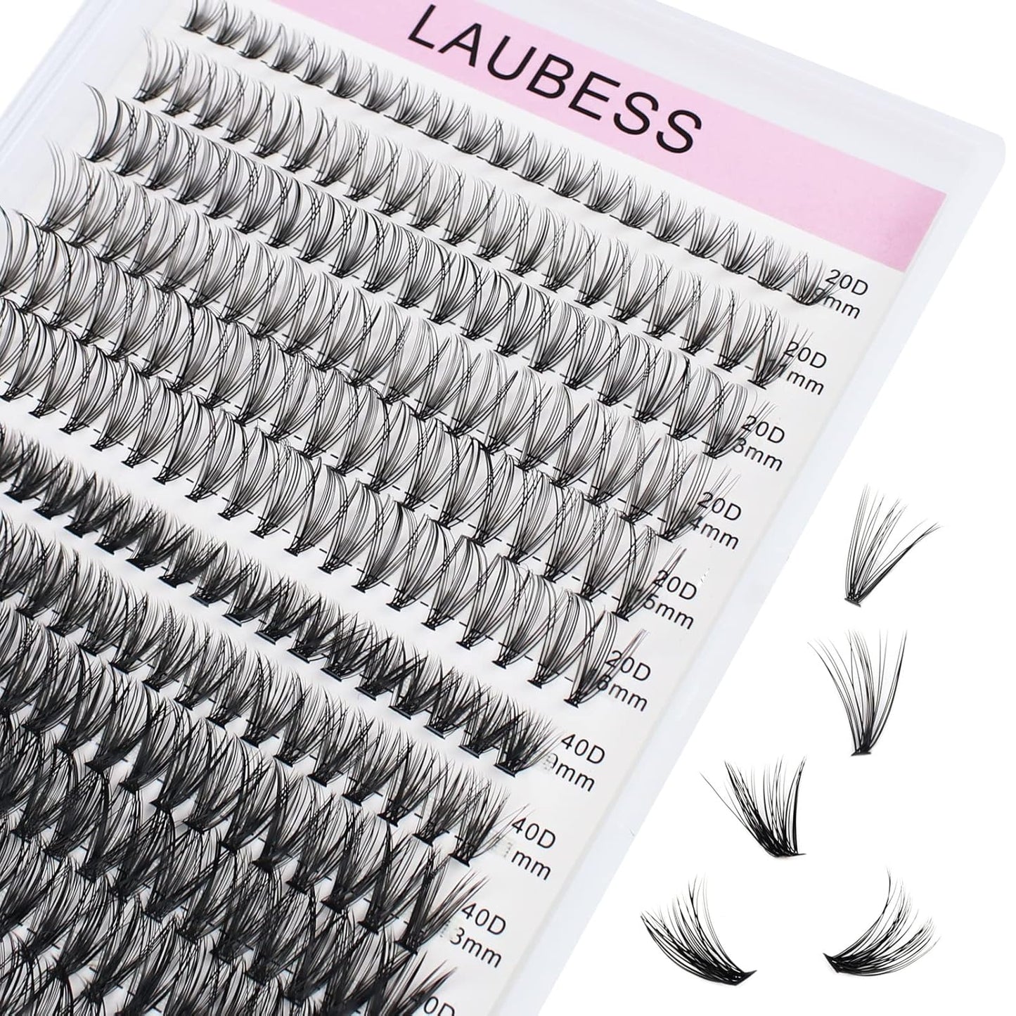Lash Clusters LAUBESS Individual Lashes Waterproof Eyelash Clusters Mixed Tray Cluster Eyelash Extensions Soft Cluster Lashes for Beginners(20D/40D-0.07C-9-16)