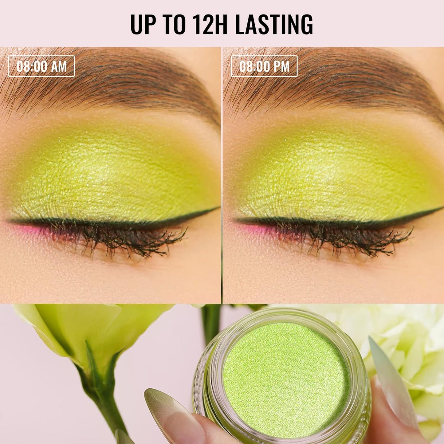 Oulac Nude Pearl Cream Eyeshadow also for Highlighter Shimmer Eye Shadow Waterproof&Long Lasting with Moisturizing Formula Blendable Shimmer Eye Make-up,Vegan & Cruelty-Free,6g P02