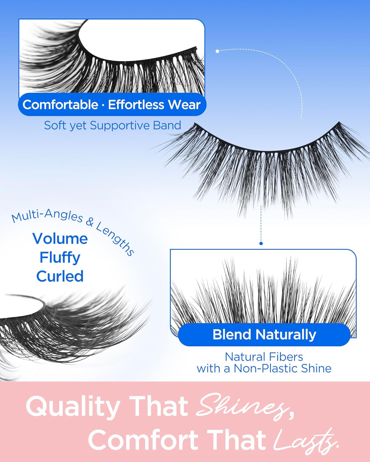 BEYELIAN 14 Pairs False Eyelashes Natural Look D Curl 9-15MM Doll Eye Fake Lashes, Soft and Lightweight Faux Mink Lashes, Reusable, Easy to Apply (14P-HSCS-01)