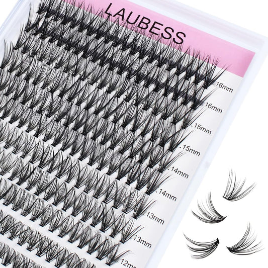 Lash Clusters LAUBESS Individual Lashes Waterproof Eyelash Clusters Mixed Tray Cluster Eyelash Extensions Soft Cluster Lashes for Beginners(30D-0.07D-9-16)