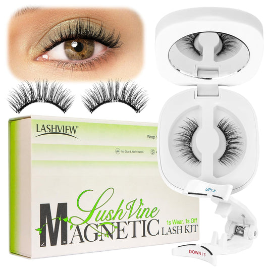 LASHVIEW Upgrade Soft Magnetic Eyelashes with Applicator, Reusable Magnetic Lashes Natural Look, No Glue Needed, Windproof & Waterproof for All-Day Comfort (L24)