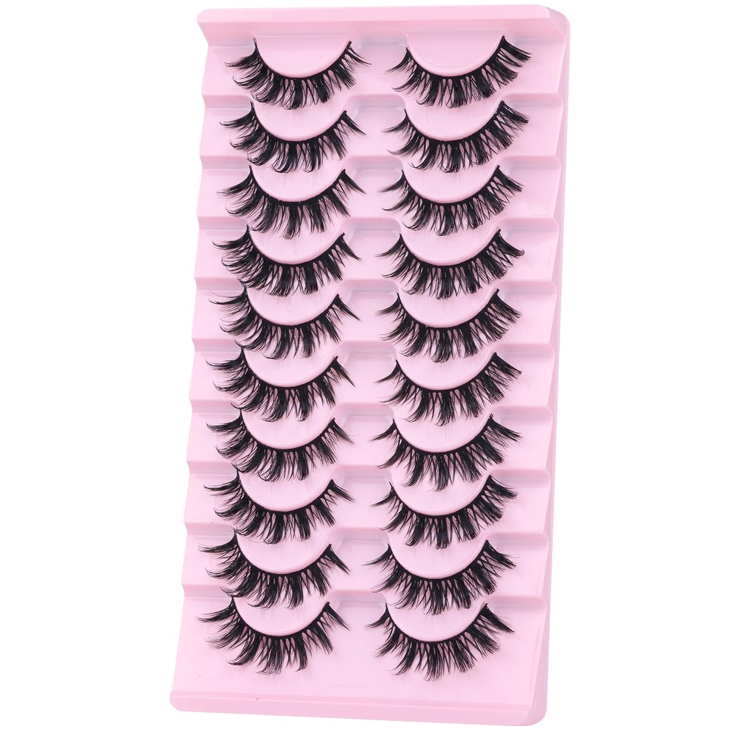 False Eyelashes Manga Lashes 10 Pairs False Eyelashes Japanese Style D Anime Lashes Natural Cosplay Lashes Natural Look 15 MM Wispy Faux Mink Lashes Full Strip Doll Lashes by FANXITON
