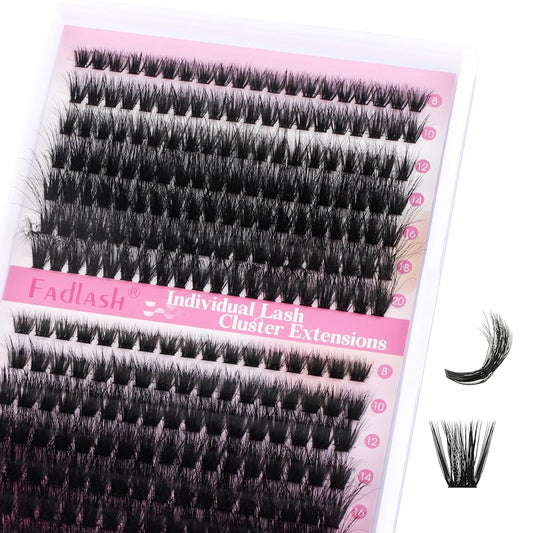 Lash Clusters 280pcs 60D+80D 8-20mm Cluster Lashes Mixed Tray 3D Effect Volume Individual Lashes Cluster Eyelash Extensions Fluffy Soft D Curl DIY Lash Extension Kit at Home (60D+80D-0.07-D,8-20mm)