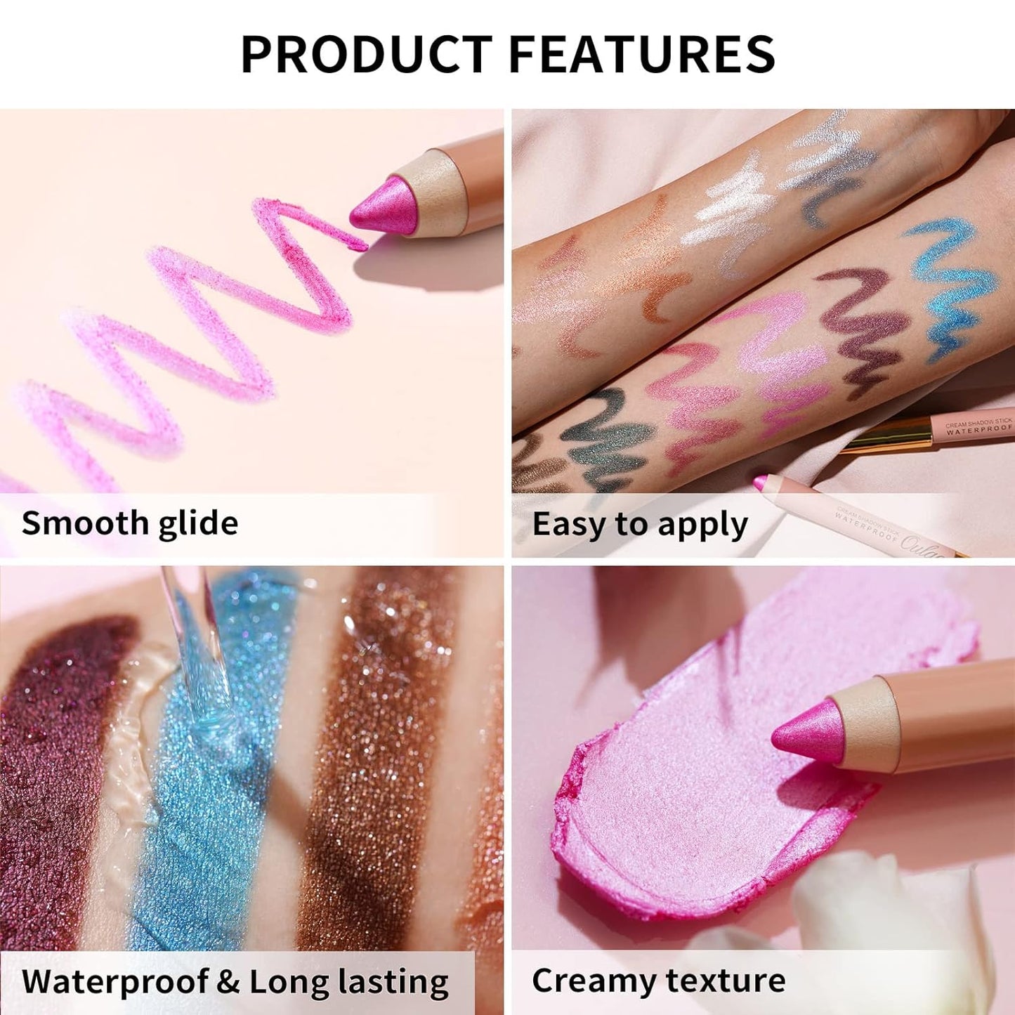 Oulac Twist-Up Nude Eyeshadow Stick – Creamy Waterproof Crayon, Long Lasting Vegan & Cruelty-Free Eye Makeup, 1.25g, WA01 Nubile