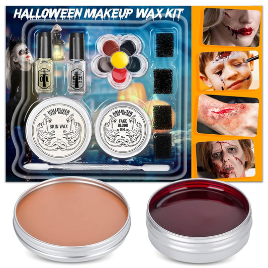 Scar Wax SFX Makeup Kit - Halloween Makeup Kit Fake Blood Makeup Special Effects Makeup Kit Skin Wax FX Makeup for Halloween Party Stage Festival