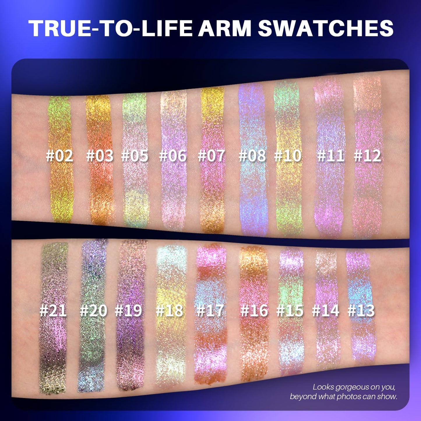 CHARMACY Liquid Duochrome Eyeshadow, Multi-Dimensional Eye Looks, Long Lasting Glitter Eye Shadow Sets Metallic Pigments, Quick Drying, Sparkling Shiny Eye Makeup for Beginners, 1.6g (#19)