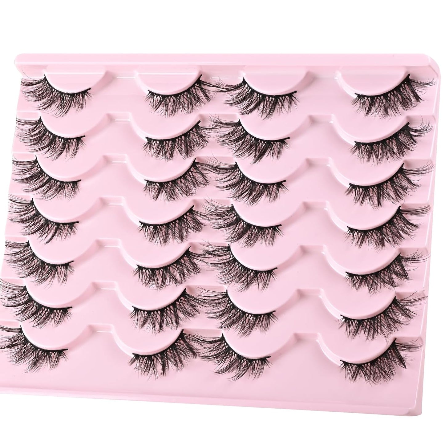 FARRED Half Eyelashes Natural False Lashes Wispy Cat Eye Strips Eyelash 14 Pairs Faux Mink Strip Eye Lashes Pack for Daily Makeup (F20 | 8-15 mm)