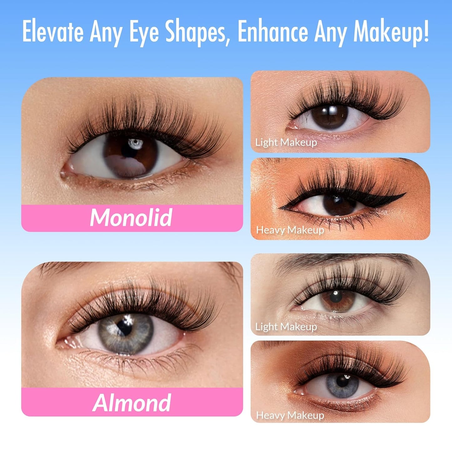 Bepholan False Eyelashes Natural Look Wispy 3D Super Fluffy False Lashes Volume Cat Eye Lashes 5 Pairs Faux Mink Lashes (DV05)