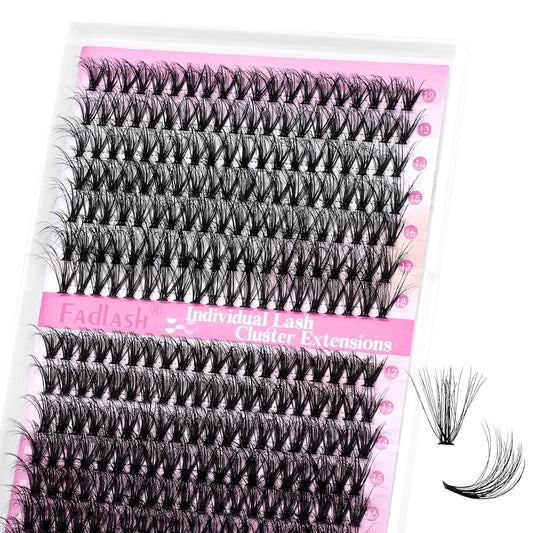 Lash Clusters 240pcs 30D+40D 12-18mm Cluster Lashes Mixed Tray 3D Effect Volume Individual Lashes Cluster Eyelash Extensions Fluffy Soft D Curl DIY Lash Extension Kit at Home (30D+40D-0.07-D,12-18mm)