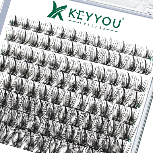 Lash Clusters,96 Pcs Cluster Lashes D Curl 8-18MIX DIY Lash Extensions Eyelash Clusters,KEYYOU Volume Wispy Individual Lashes Soft&Comfortable Easy DIY at Home(Y09,D-8-18MIX)