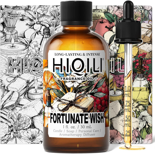HIQILI Fortunate Wish Fragrance Oil for Diffusers & Candle Making, Inspired by A.na Su Luck-Wish, Skin Safe Scented Oil for Soap, Laundry, Vegan, Long Lasting - 1 Fl Oz