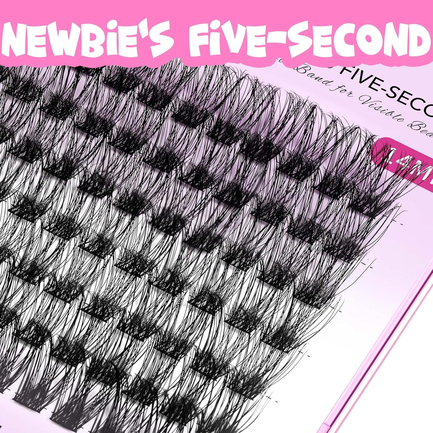 VEYESBEAUTY Lash Clusters Individual Eyelash Extensions Thin & Invisible Band DIY False Eyelashes for Self-application Newbie's Five-Second Series Wispy Lash Tray, Boldeye 14mm Single Length